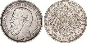 Germany - Empire Baden 2 Mark 1896 G
KM# 276, N# 11319; Silver; Friedrich I; VF.