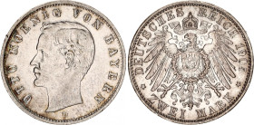 Germany - Empire Bavaria 2 Mark 1905 D
KM# 913, N# 7936; Silver; Otto; XF.