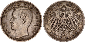 Germany - Empire Bavaria 5 Mark 1891 D
KM# 915, N# 10914; Silver; Otto; XF-.