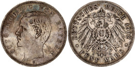 Germany - Empire Bavaria 5 Mark 1902 D
KM# 915, N# 10914; Silver; Otto; XF-.