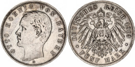 Germany - Empire Bavaria 5 Mark 1903 D
KM# 915, N# 10914; Silver; Otto; XF.