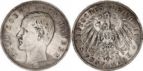 Germany - Empire Bavaria 5 Mark 1907 D
KM# 915, N# 10914; Silver; Otto; XF-.