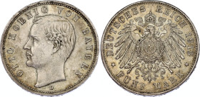 Germany - Empire Bavaria 5 Mark 1913 D
KM# 915, N# 10914; Silver; Otto; XF.