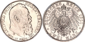 Germany - Empire Bavaria 2 Reichsmark 1911 D NGC UNC DETAILS
KM# 997; J. 48; N# 20687; Silver; Otto; 90th Birthday of Prince Regent Luitpold; Munich ...