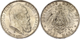 Germany - Empire Bavaria 3 Mark 1911 D
KM# 998; J. 49; N# 15935; Silver; Otto; 90th Birthday of Prince Regent Luitpold; Munich Mint; AUNC.