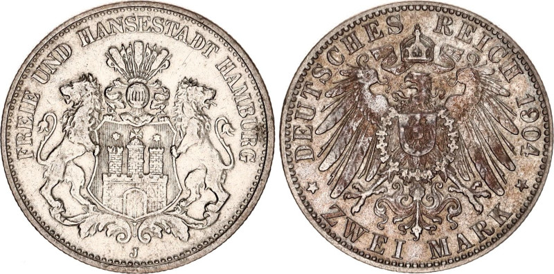 Germany - Empire Hamburg 2 Mark 1904 J
KM# 612, N# 18676; Silver; Free Hanseati...