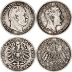 Germany - Empire Prussia 2 x 2 Mark 1876 - 1907 A
KM# 506, 522; Silver; Wilhelm II.