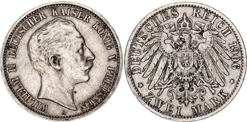 Germany - Empire Prussia 2 Mark 1906 A
KM# 522, N# 7935; Silver; Wilhelm II; XF...