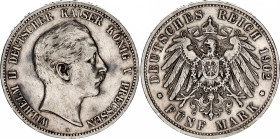 Germany - Empire Prussia 5 Mark 1902 A
KM# 523, N# 11814; Silver; Wilhelm II; XF-.