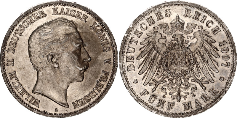 Germany - Empire Prussia 5 Mark 1907 A
KM# 523, N# 11814; Silver; Wilhelm II; X...
