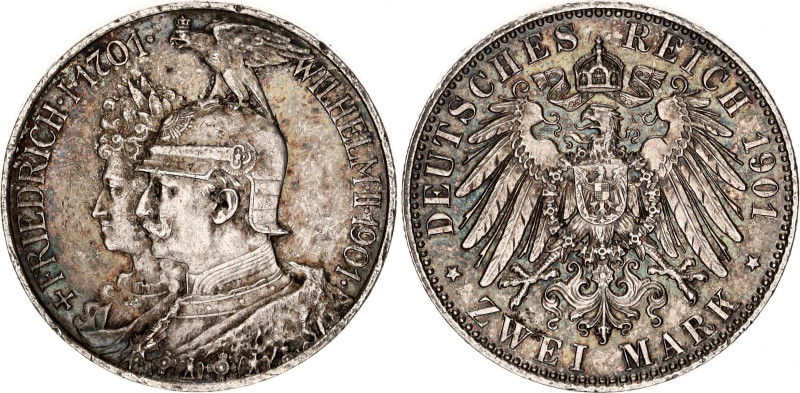 Germany - Empire Prussia 2 Mark 1901 A
KM# 525, N# 11321; Silver; Wilhelm II; 2...