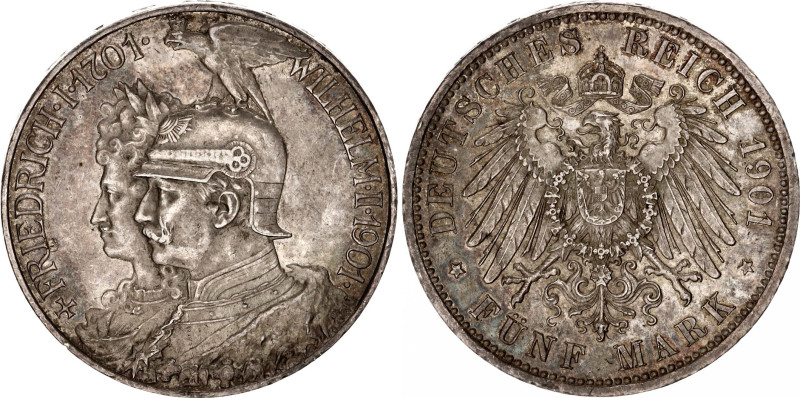 Germany - Empire Prussia 5 Mark 1901 A
KM# 526, N# 26474; Silver; Wilhelm II; 2...