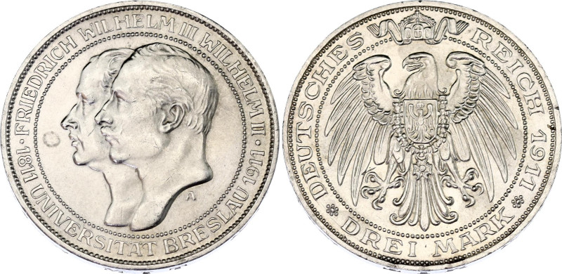 Germany - Empire Prussia 3 Mark 1911 A
KM# 531; J. 108; N# 13476; Silver; Wilhe...