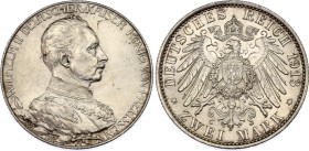 Germany - Empire Prussia 2 Mark 1913 A
KM# 533; J. 111; N# 8273; Silver; Wilhelm II; 25th Anniversary of the Reign of King Wilhelm II; Berlin Mint; U...