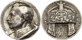 Germany - Empire Prussia Silver Medal "Wilhelm II - 25th Year of Reign" 1913
Marienburg# 10558; Silver 17.68 g, 33.2 mm; by Lauer; Obv: Bust left / R...