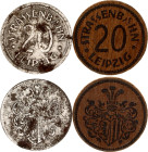Germany - Weimar Republic Leipzig 2 x 20 Pfennig 1918 - 1923 (ND) Notgelds
Menzel 14844.2 & 14844.3; Zinc & Paper; AUNC.