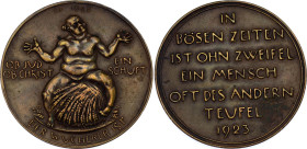 Germany - Weimar Republic Dresden Bronze Medal "Inflation Notzeiten Wucherer" 1923
Arnold-Fischer-Arnold 180; Kirschner 30; Bronze 22.34 g., 38 mm; b...