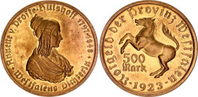 Germany - Weimar Republic Westfalen 500 Mark 1923
Funck# 645.6, N# 50571; Yellow Metal; Annette von Droste-Hülshoff; UNC.