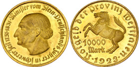 Germany - Weimar Republic Westfalen 10000 Mark 1923
Funck# 645.7; J. N20a; N# 16928; Tombac; Freiherr vom Stein; UNC.