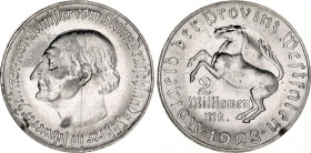 Germany - Weimar Republic Westfalen 2 Million Mark 1923
Funck# 645.9, N# 20339; White Metal; Freiherr vom Stein; UNC.
