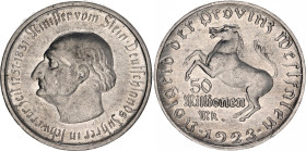 Germany - Weimar Republic Westfalen 50 Million Mark 1923
Funck# 645.13, N# 32474; White Metal; Freiherr vom Stein; UNC.
