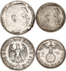 Germany - Third Reich 2 & 5 Reichsmark 1934
KM# 86 & 93; J. 360 & 366; Silver; Paul von Hindenburg; XF-AUNC.