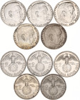 Germany - Third Reich 5 x 2 Reichsmark 1936 - 1939
KM# 93, N# 3416; Silver; Paul von Hindenburg; XF/UNC.