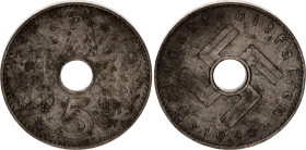 Germany - Third Reich 5 Reichspfennig 1940 A
KM# 98; AKS# 90; J. 618; N# 6312; Zinc; Berlin Mint; XF+.