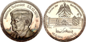 Germany - FRG Commemorative Silver Medal "Helmut Schmidt - Kanzler 1974 - 1982" 1982 (ND)
Silver (.999) 49.84 g., 50.2 mm; Proof.