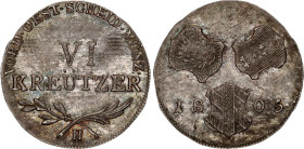 Austrian States Further Austria 6 Kreuzer 1805 H
KM# 29; Silver; Franz II; XF-AUNC.
