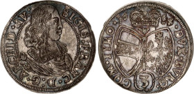 Austrian States Tyrol 3 Kreuzer 1664
KM# 1209; MT# 535; Silver; Sigismund Franz; Hall Mint; XF-AUNC.