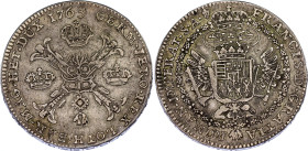Austrian Netherlands 1 Kronentaler 1763
KM# 22; N# 28562; Silver 29.12 g.; Franz I; Brussels Mint; XF+.