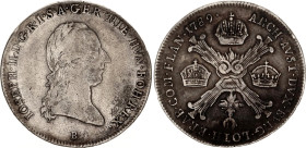 Austrian Netherlands 1/4 Kronentaler 1789 B
KM# 38; N# 26307; Silver; Joseph II; Kremnitz Mint; VF.
