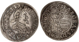 Austria 3 Kreuzer 1631
KM# 709; N# 73093; Silver; Ferdinand II; Graz Mint; XF.