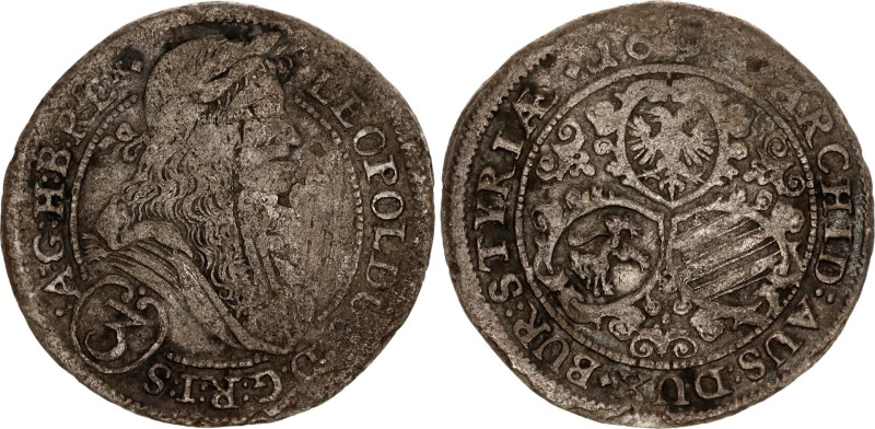 Austria 3 Kreuzer 1693
KM# 1115, N# 26235; Silver; Leopold I; Mint Graz; F/VF.