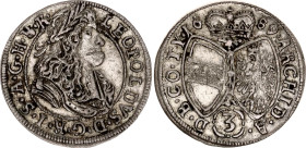 Austria 3 Kreuzer 1689
KM# 1245, N# 24765; Silver; Leopold I; Mint Hall; XF.