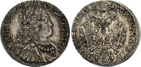 Austria 3 Kreuzer 1733
KM# 1587; Her# 1760; N# 39145; Silver, Karl VI, Mint: Hall; UNC Toned.