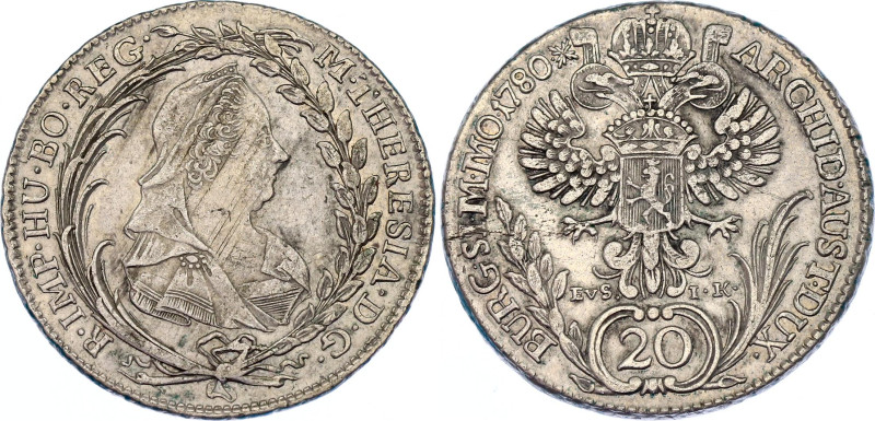 Austria 20 Kreuzer 1780 ICFA
KM# 1999, N# 7581; Silver; Maria Theresia; Mint Vi...