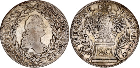 Austria 20 Kreuzer 1764 WI
KM# 2028, N# 39191; Silver; Francis I of Lorraine; VF+.
