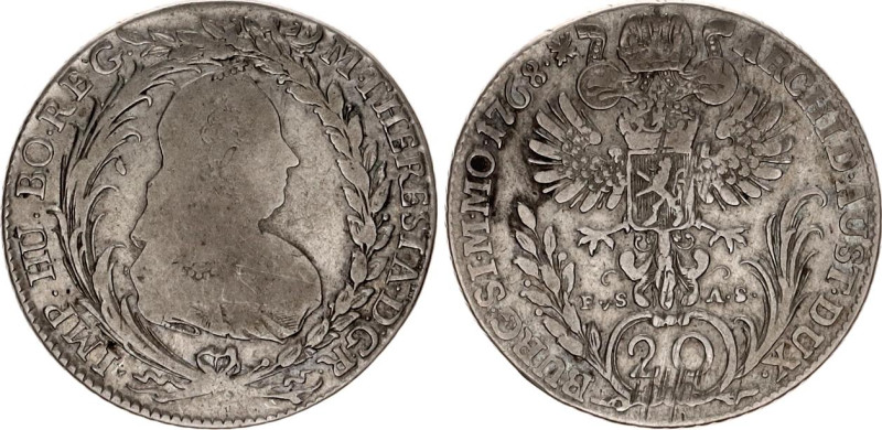 Austria 20 Kreuzer 1768 C EVS-AS
KM# 2067.1, N# 22599; Silver; Joseph II; Mint ...