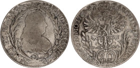 Austria 20 Kreuzer 1768 C EVS-AS
KM# 2067.1, N# 22599; Silver; Joseph II; Mint Prague, Czech Republic; VF.