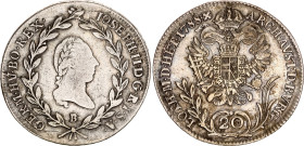 Austria 20 Kreuzer 1788 B
KM# 2069, N# 20762; Silver; Joseph II; VF+.