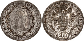 Austria 20 Kreuzer 1790 G
KM# 2070; Silver; Joseph II; Baia Mare Mint; VF-XF.