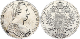 Austria 1 Taler 1780 SF Proof Restrike
KM# T1; Silver; Maria Theresia; UNC Proof.