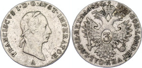 Austria 3 Kreuzer 1826 A
KM# 2119; N# 25242; Silver; Franz I; Vienna Mint; XF.