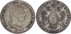 Austria 3 Kreuzer 1834 A
KM# 2121; N# 19929; Silver; Franz I; Vienna Mint; XF+.