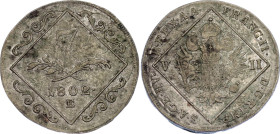 Austria 7 Kreuzer 1802 E
KM# 2129, N# 18836; Silver; Francis II; VF+.