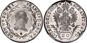 Austria 20 Kreuzer 1803 B NGC AU 58
KM# 2139, N# 22610; Silver; Franz II.