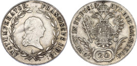 Austria 20 Kreuzer 1815 A
KM# 2142; Adamo# C31; N# 18835; Silver; Franz I; Vienna Mint; XF-AUNC.