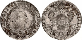 Austria 20 Kreuzer 1815 B
KM# 2142; Adamo# C31; N# 33676; Silver; Franz II; Kremnitz Mint; XF-AUNC.